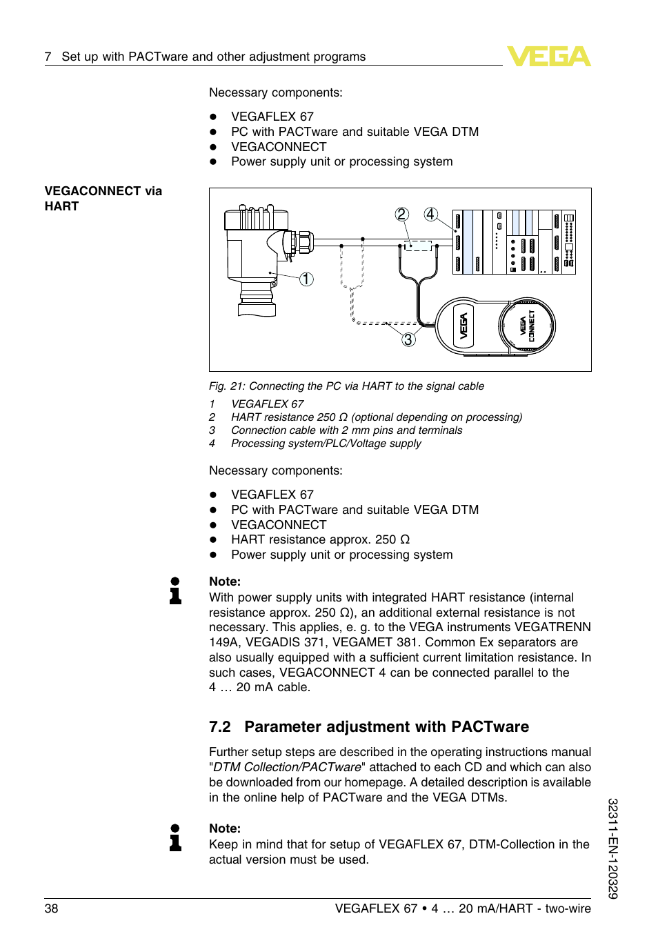 2 parameter adjustment with pactware | VEGA VEGAFLEX 67 (-200…+400°C) 4 … 20 mA_HART two-wire User Manual | Page 38 / 64