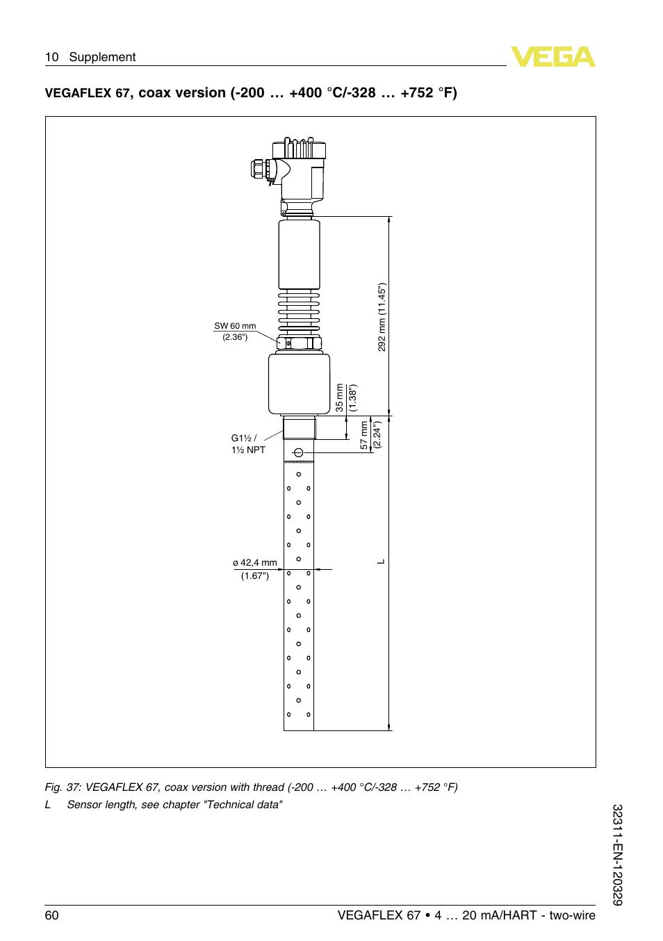 Vegaflex 67 | VEGA VEGAFLEX 67 (-200…+400°C) 4 … 20 mA_HART two-wire User Manual | Page 60 / 64