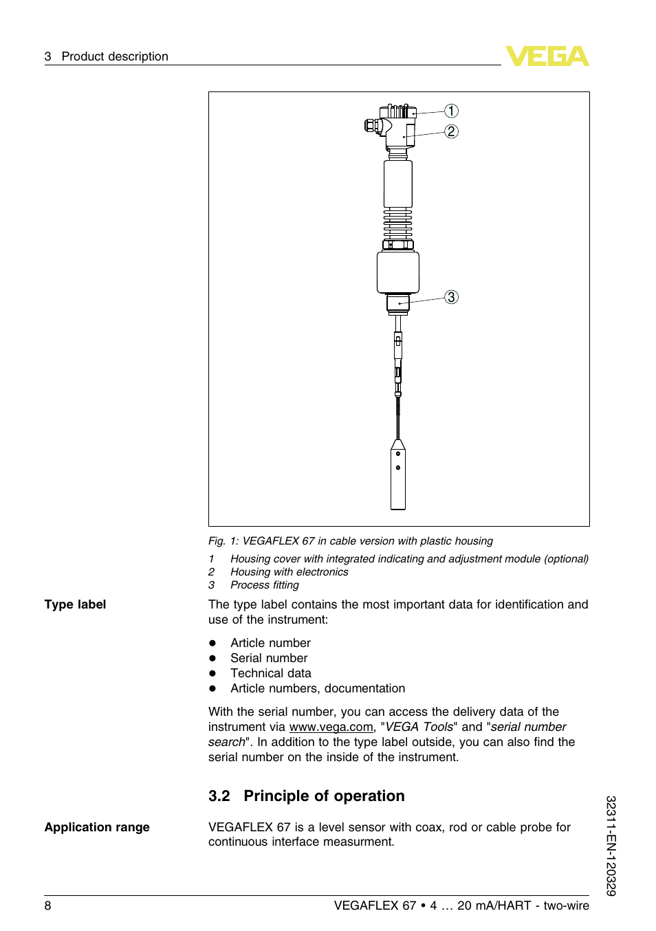 2 principle of operation | VEGA VEGAFLEX 67 (-200…+400°C) 4 … 20 mA_HART two-wire User Manual | Page 8 / 64
