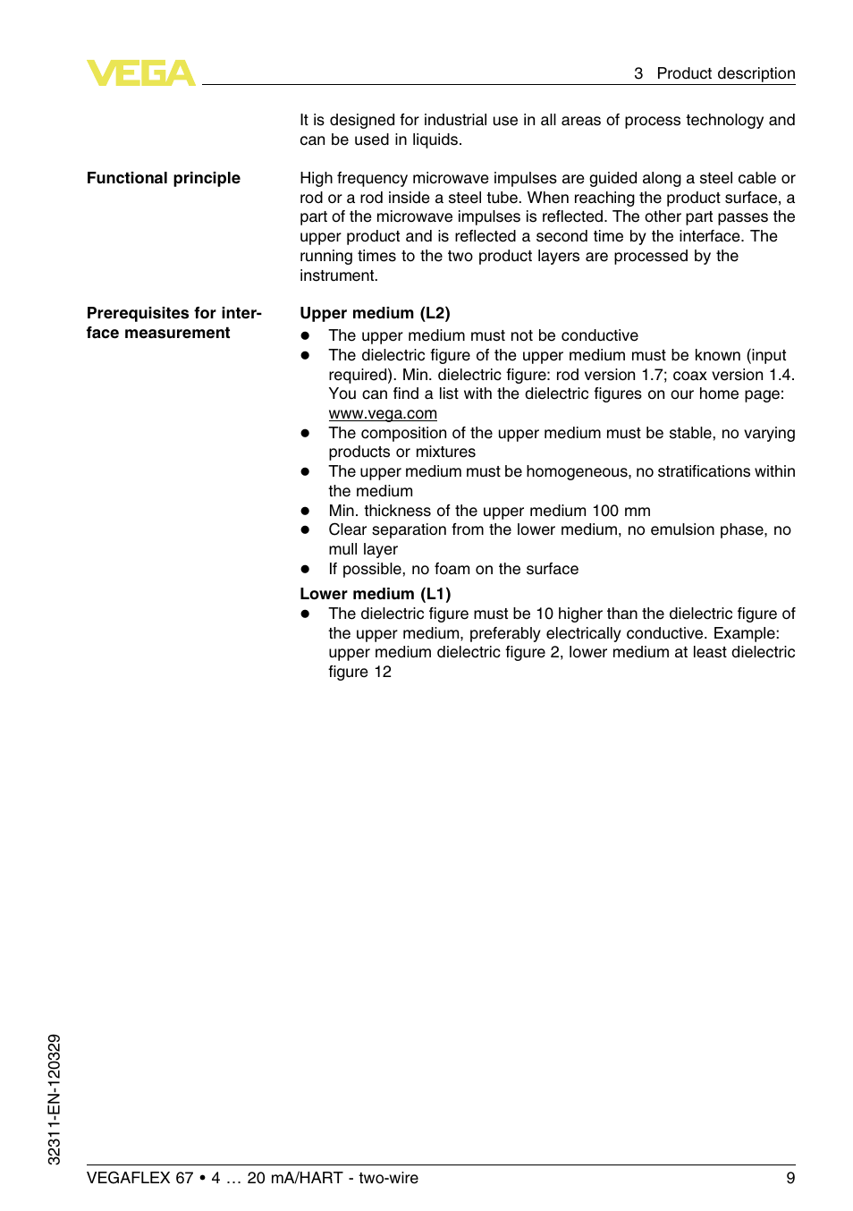 VEGA VEGAFLEX 67 (-200…+400°C) 4 … 20 mA_HART two-wire User Manual | Page 9 / 64