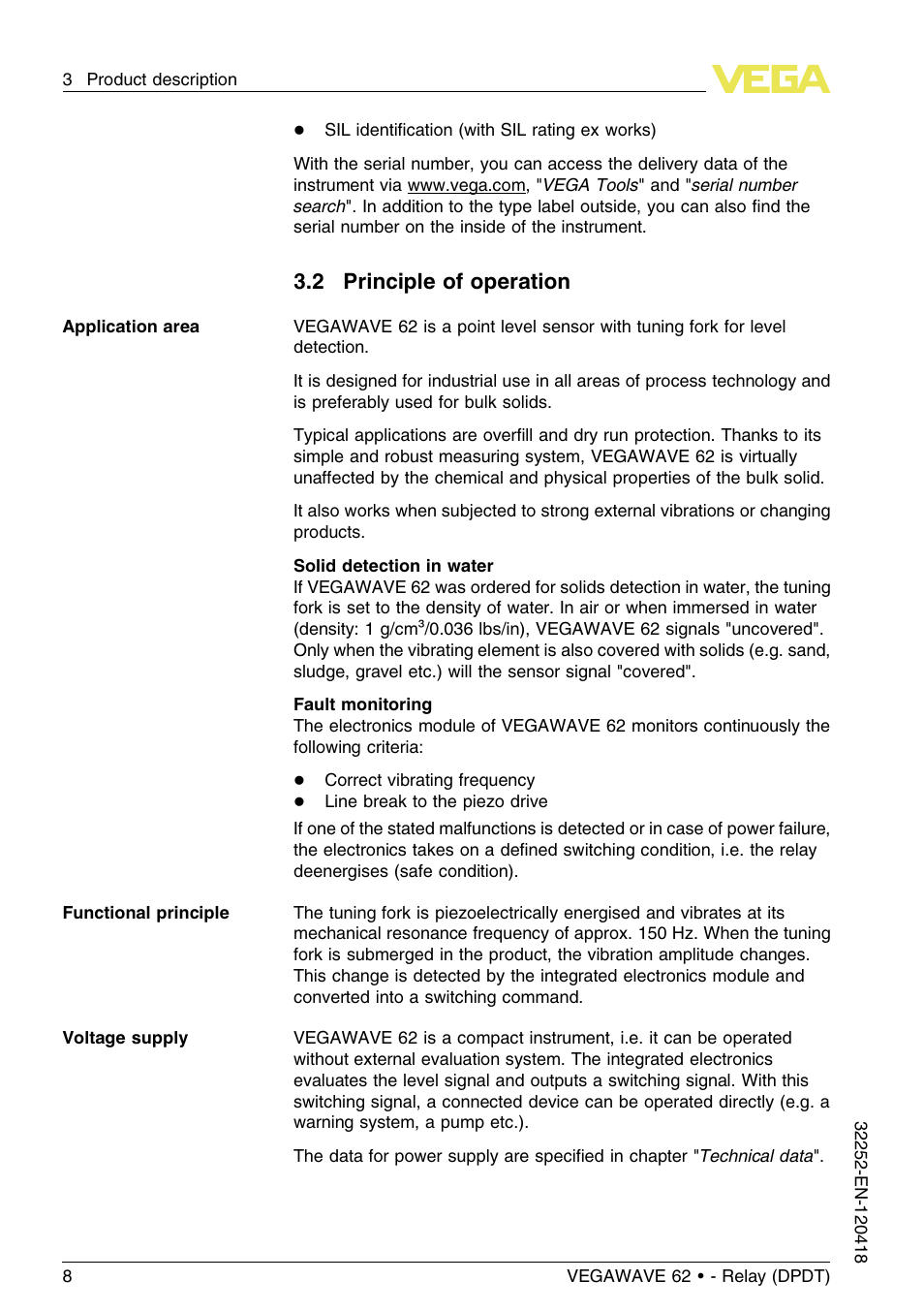 2 principle of operation | VEGA VEGAWAVE 62 - Relay (DPDT) User Manual | Page 8 / 32