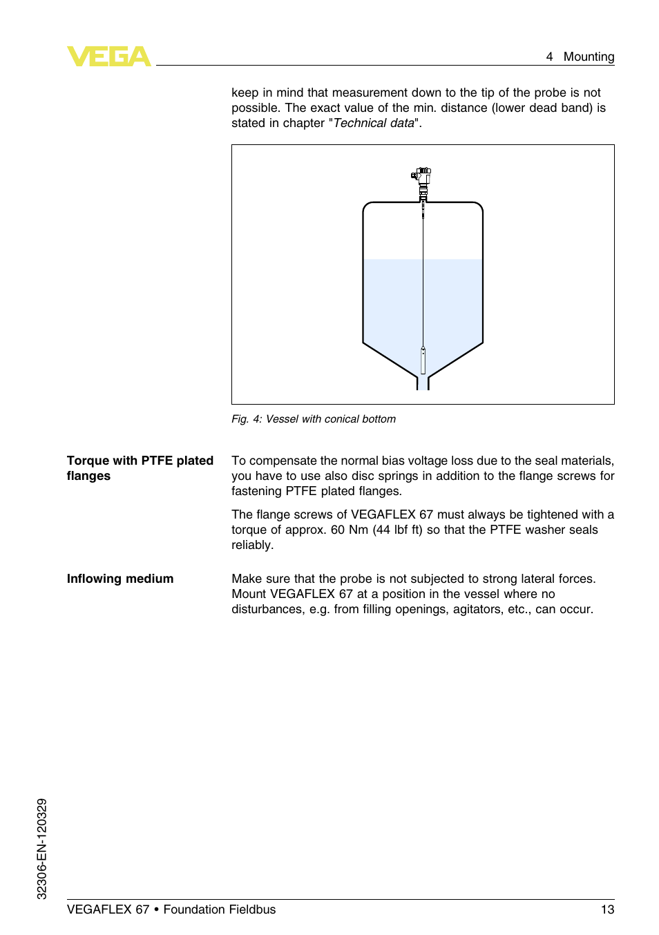 VEGA VEGAFLEX 67 (-40…+150°C PFA insulated) Foundation Fieldbus User Manual | Page 13 / 60