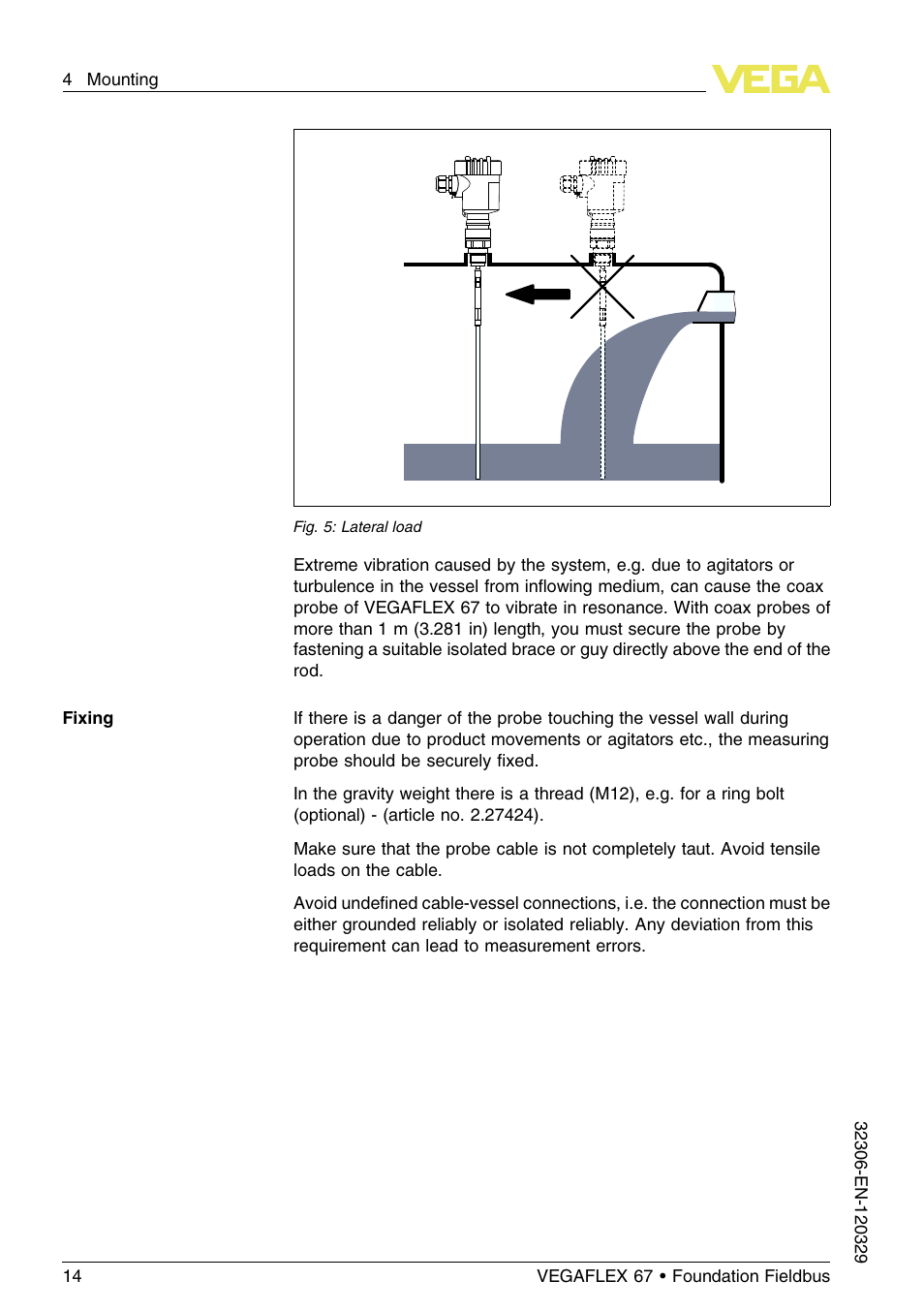 VEGA VEGAFLEX 67 (-40…+150°C PFA insulated) Foundation Fieldbus User Manual | Page 14 / 60