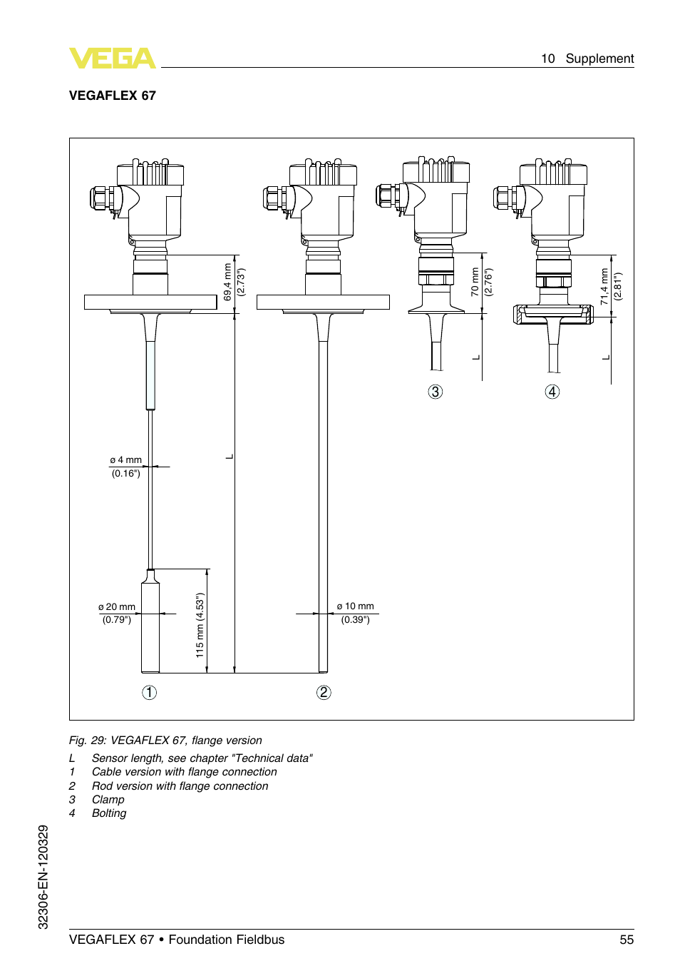 Vegaflex 67 | VEGA VEGAFLEX 67 (-40…+150°C PFA insulated) Foundation Fieldbus User Manual | Page 55 / 60