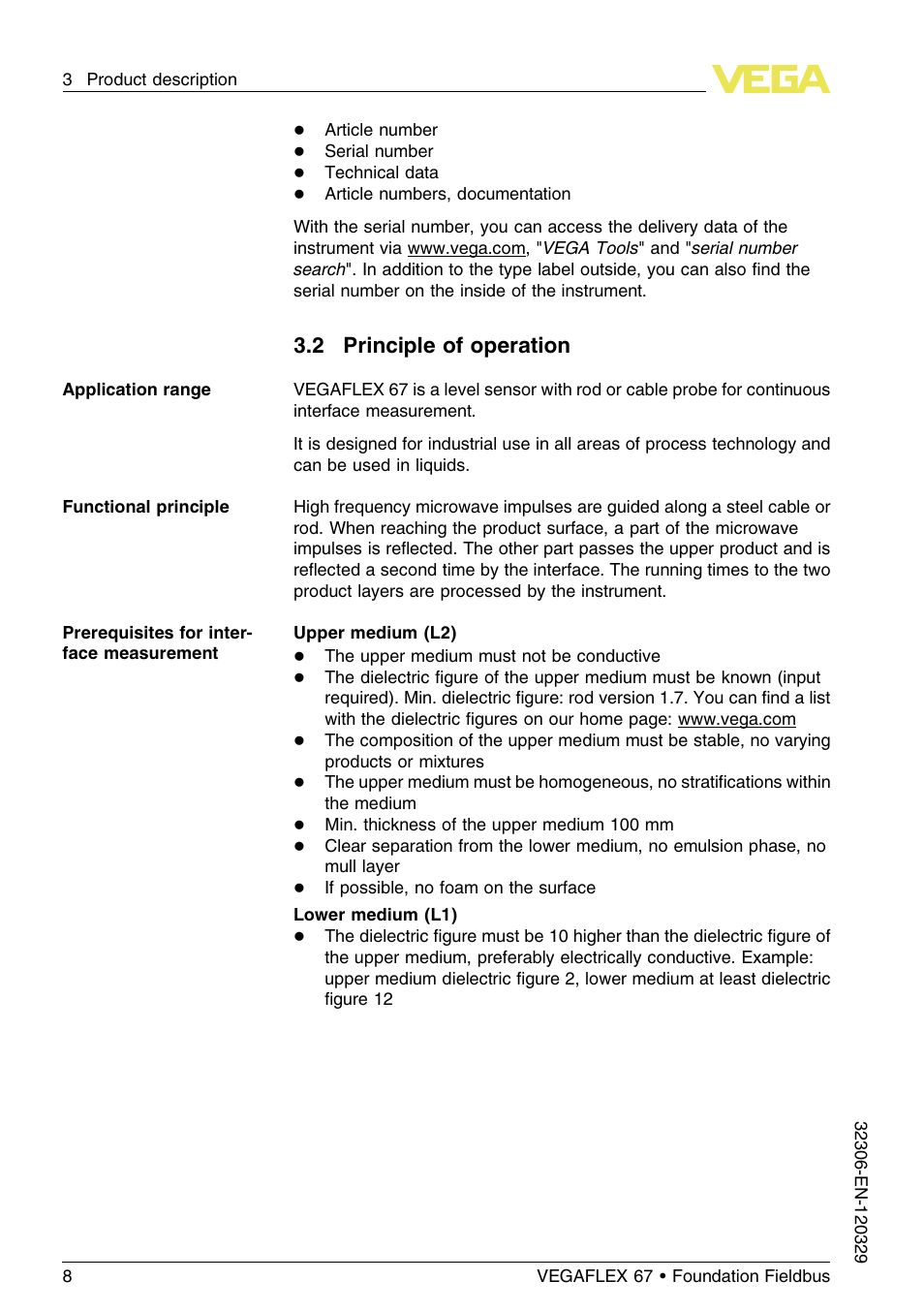 2 principle of operation | VEGA VEGAFLEX 67 (-40…+150°C PFA insulated) Foundation Fieldbus User Manual | Page 8 / 60