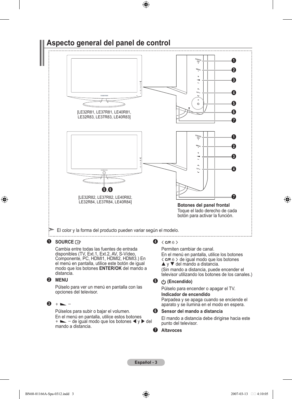 Aspecto general del panel de control | Samsung LE32R8 User Manual | Page 237 / 559