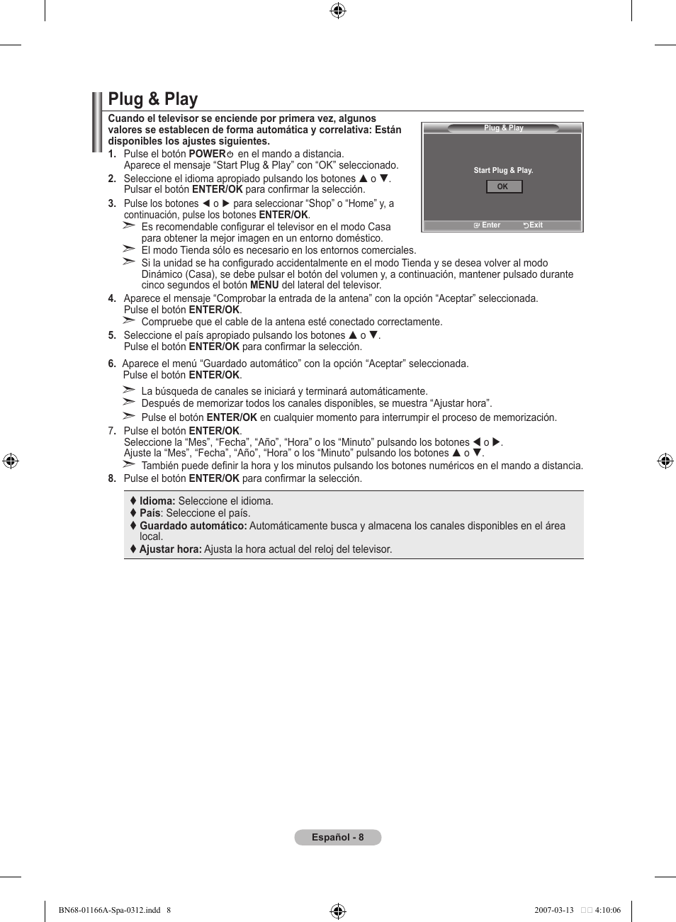 Plug & play | Samsung LE32R8 User Manual | Page 242 / 559