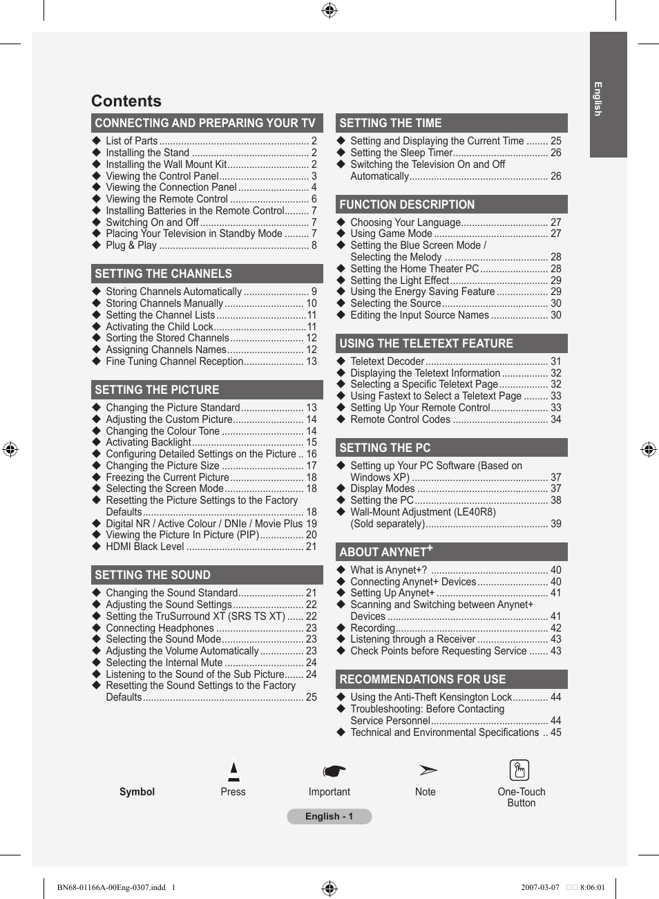 Samsung LE32R8 User Manual | Page 3 / 559