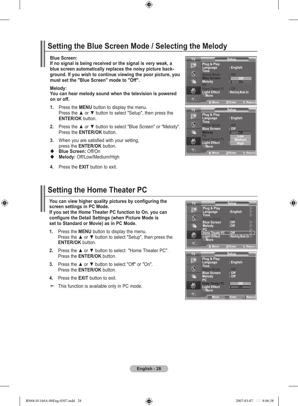 Setting the home theater pc | Samsung LE32R8 User Manual | Page 30 / 559