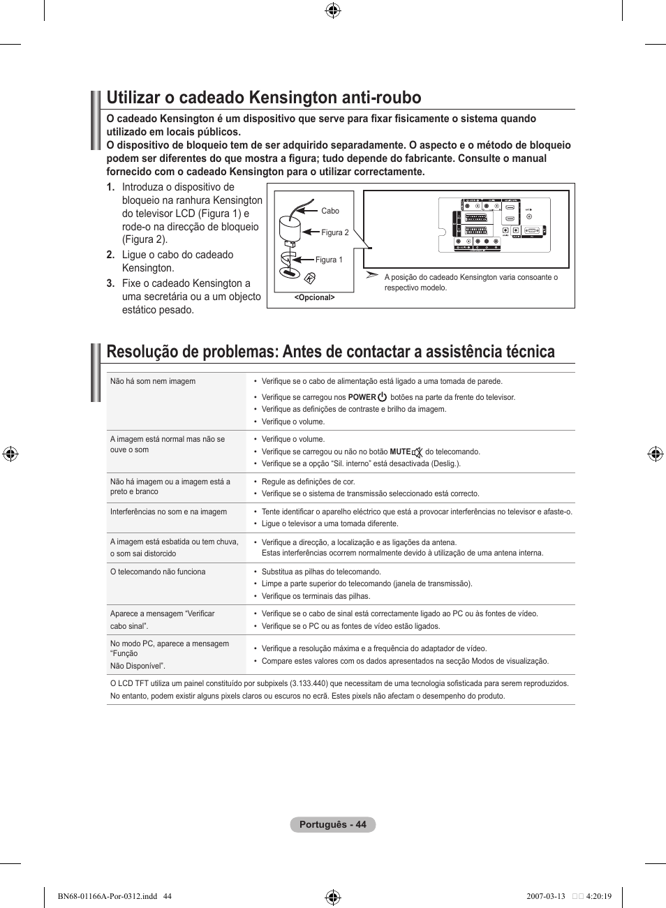 Utilizar o cadeado kensington anti-roubo | Samsung LE32R8 User Manual | Page 324 / 559