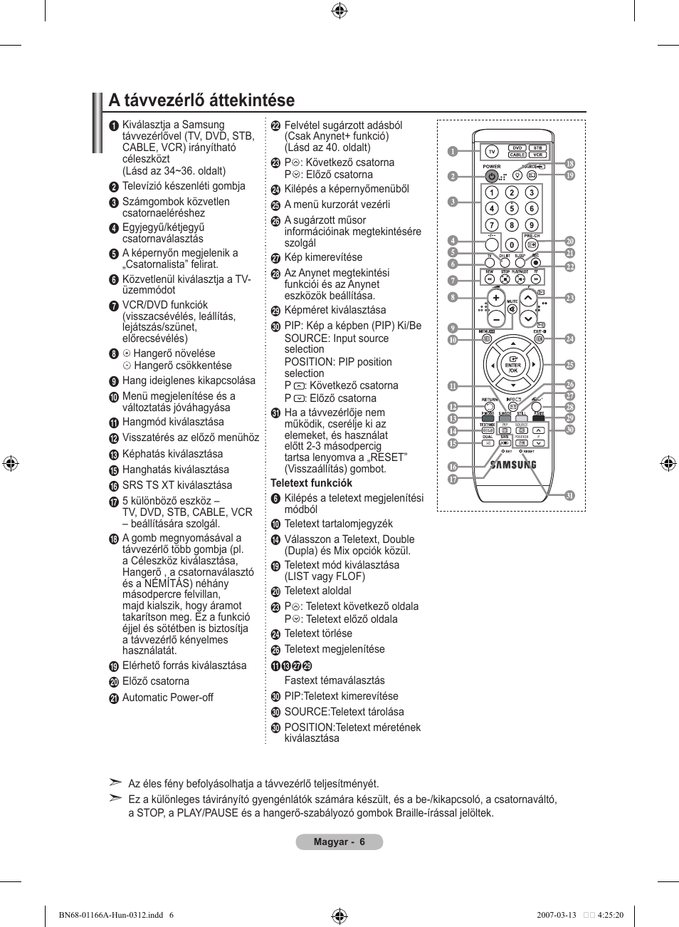 A távvezérlő áttekintése | Samsung LE32R8 User Manual | Page 332 / 559