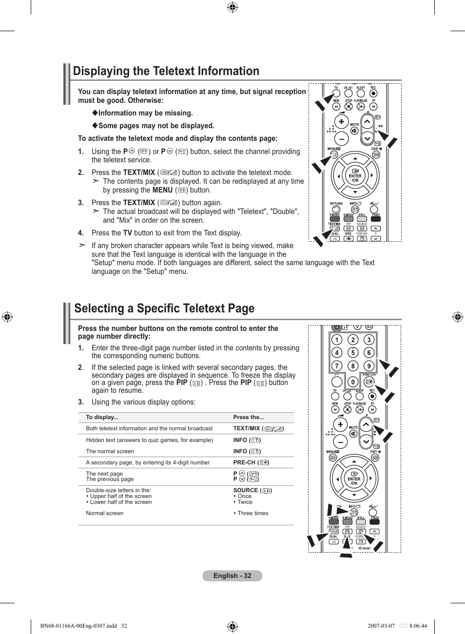 Displaying the teletext information | Samsung LE32R8 User Manual | Page 34 / 559