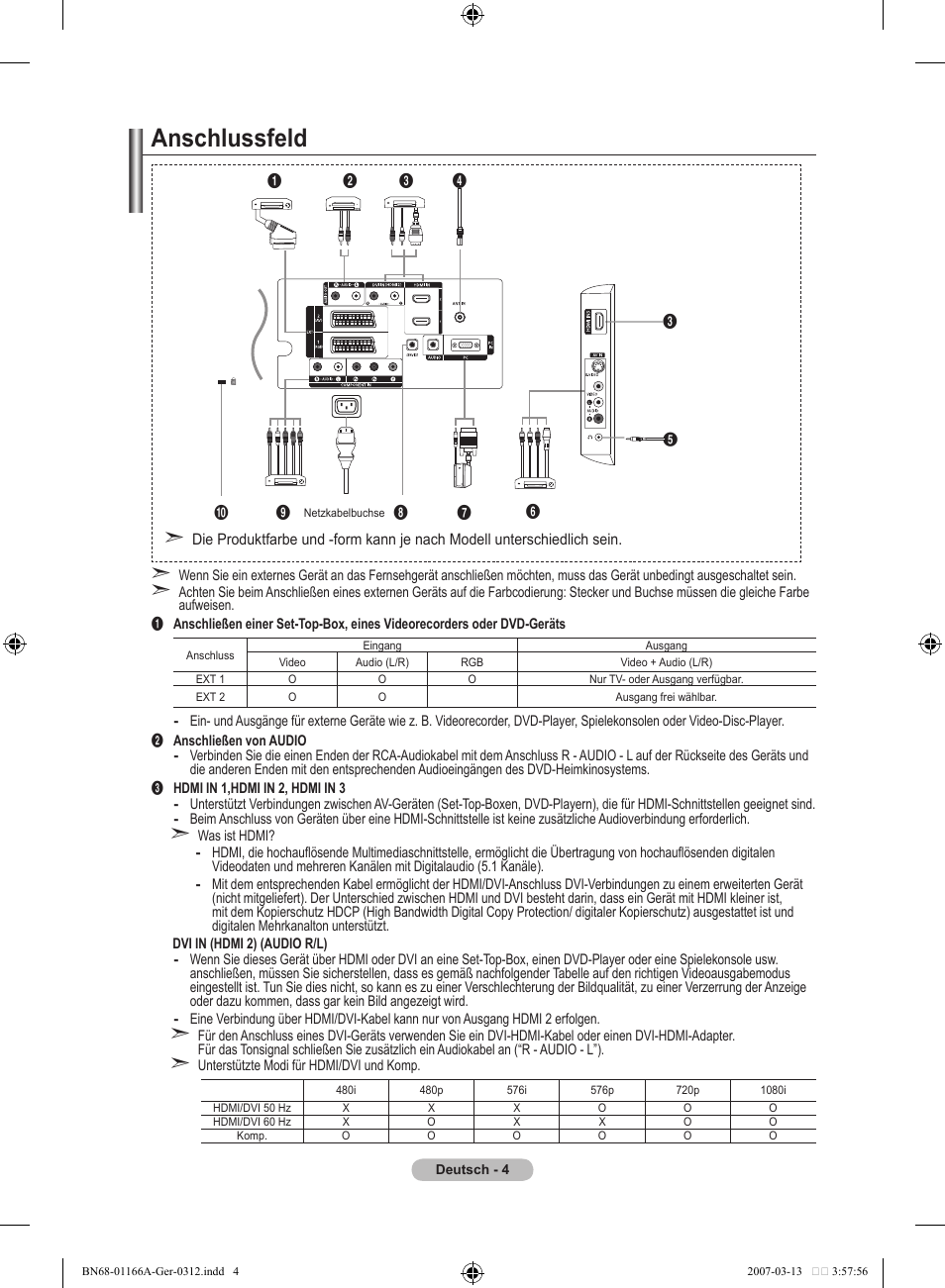 Anschlussfeld | Samsung LE32R8 User Manual | Page 98 / 559
