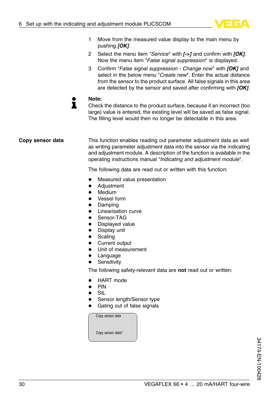 VEGA VEGAFLEX 66 (-200…+400°C) 4 … 20 mA_HART four-wire User Manual | Page 30 / 60