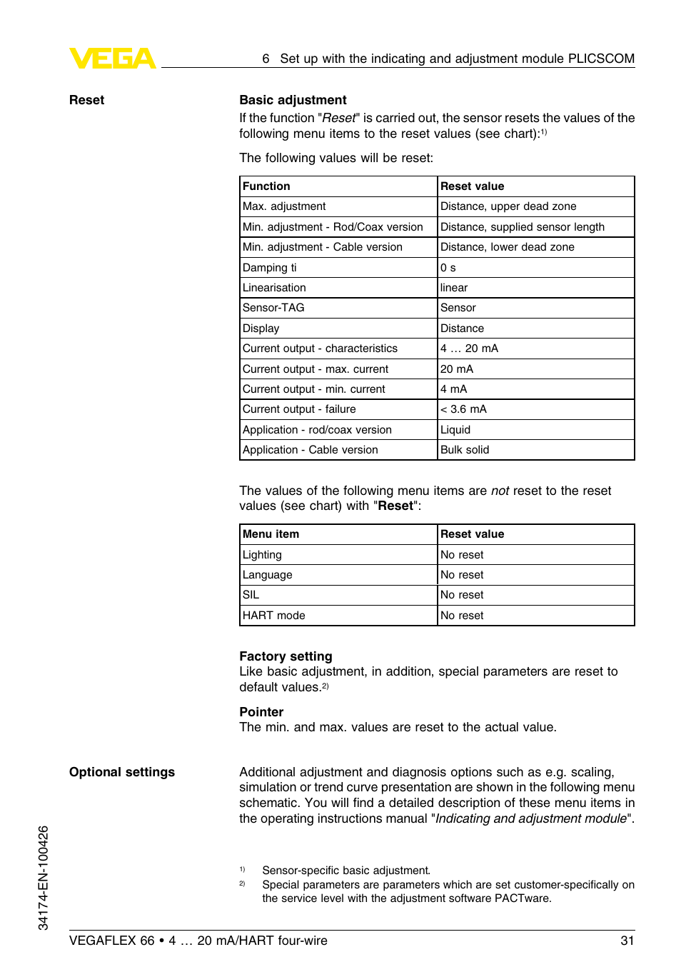 VEGA VEGAFLEX 66 (-200…+400°C) 4 … 20 mA_HART four-wire User Manual | Page 31 / 60