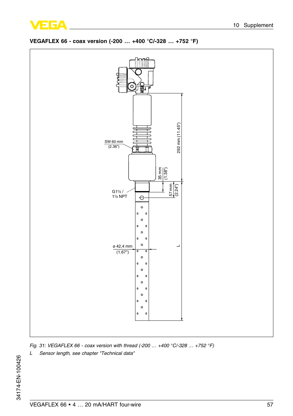 VEGA VEGAFLEX 66 (-200…+400°C) 4 … 20 mA_HART four-wire User Manual | Page 57 / 60