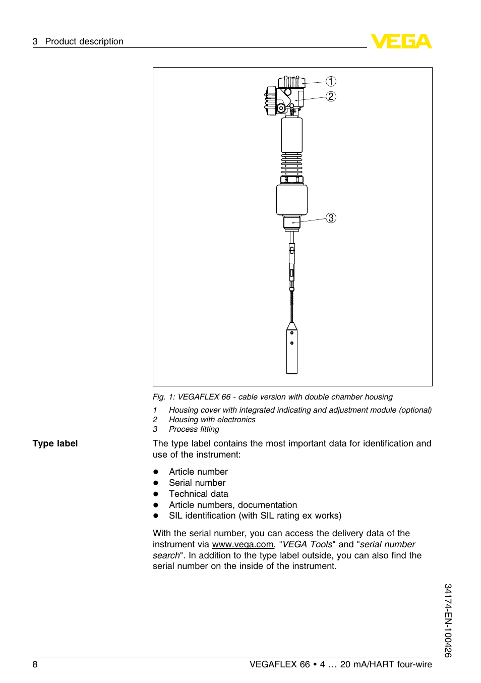 VEGA VEGAFLEX 66 (-200…+400°C) 4 … 20 mA_HART four-wire User Manual | Page 8 / 60