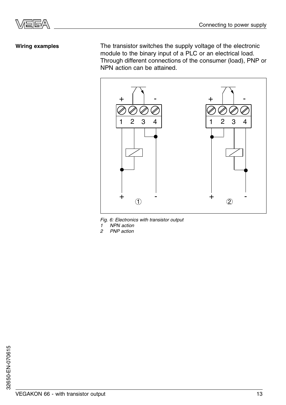 VEGA VEGAKON 66 with transistor output User Manual | Page 13 / 28