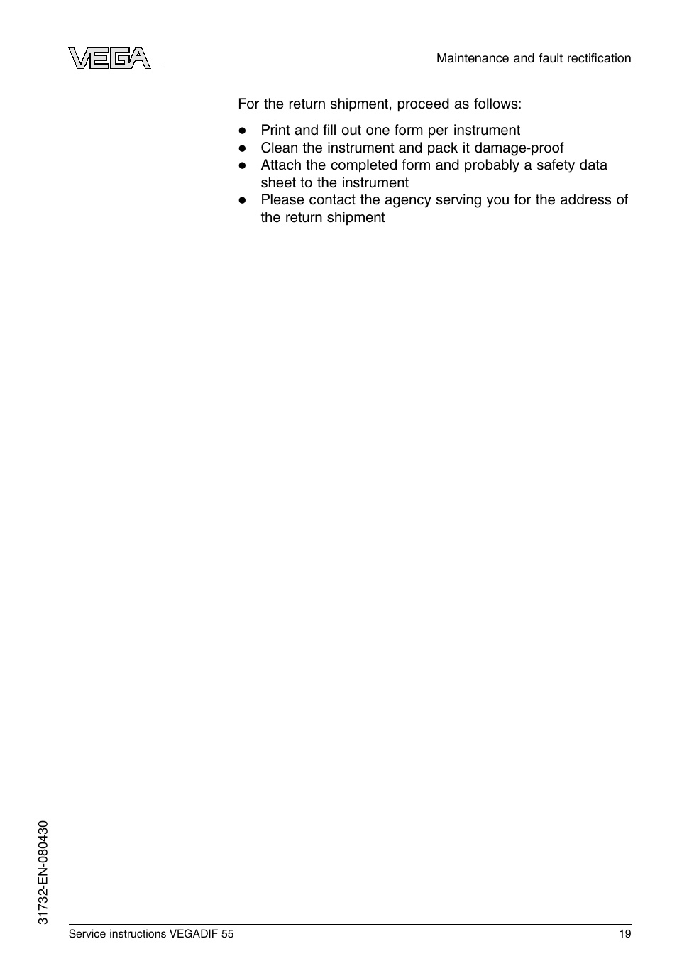 VEGA VEGADIF 55 Service instructions User Manual | Page 19 / 28