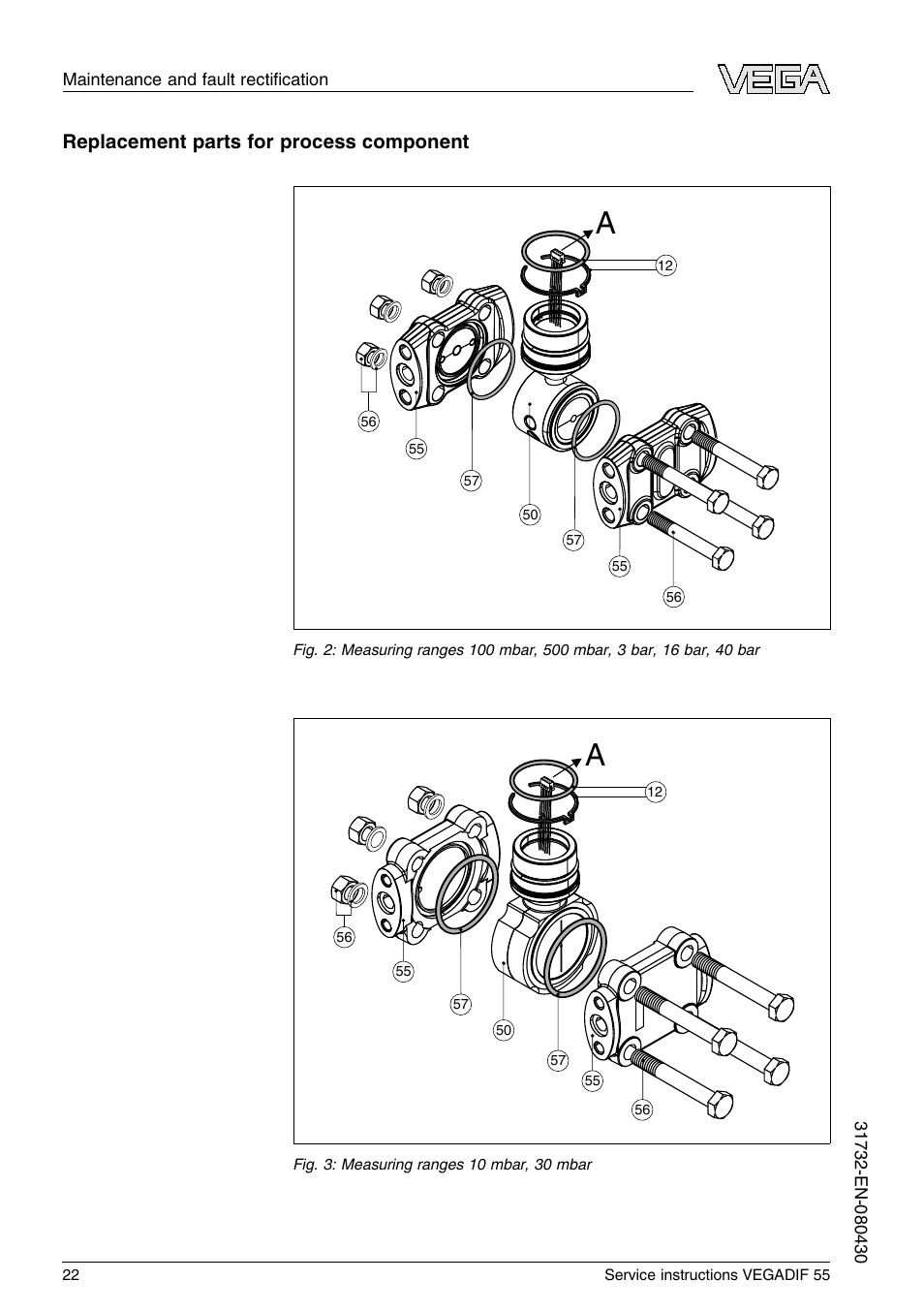 Replacement parts for process component | VEGA VEGADIF 55 Service instructions User Manual | Page 22 / 28
