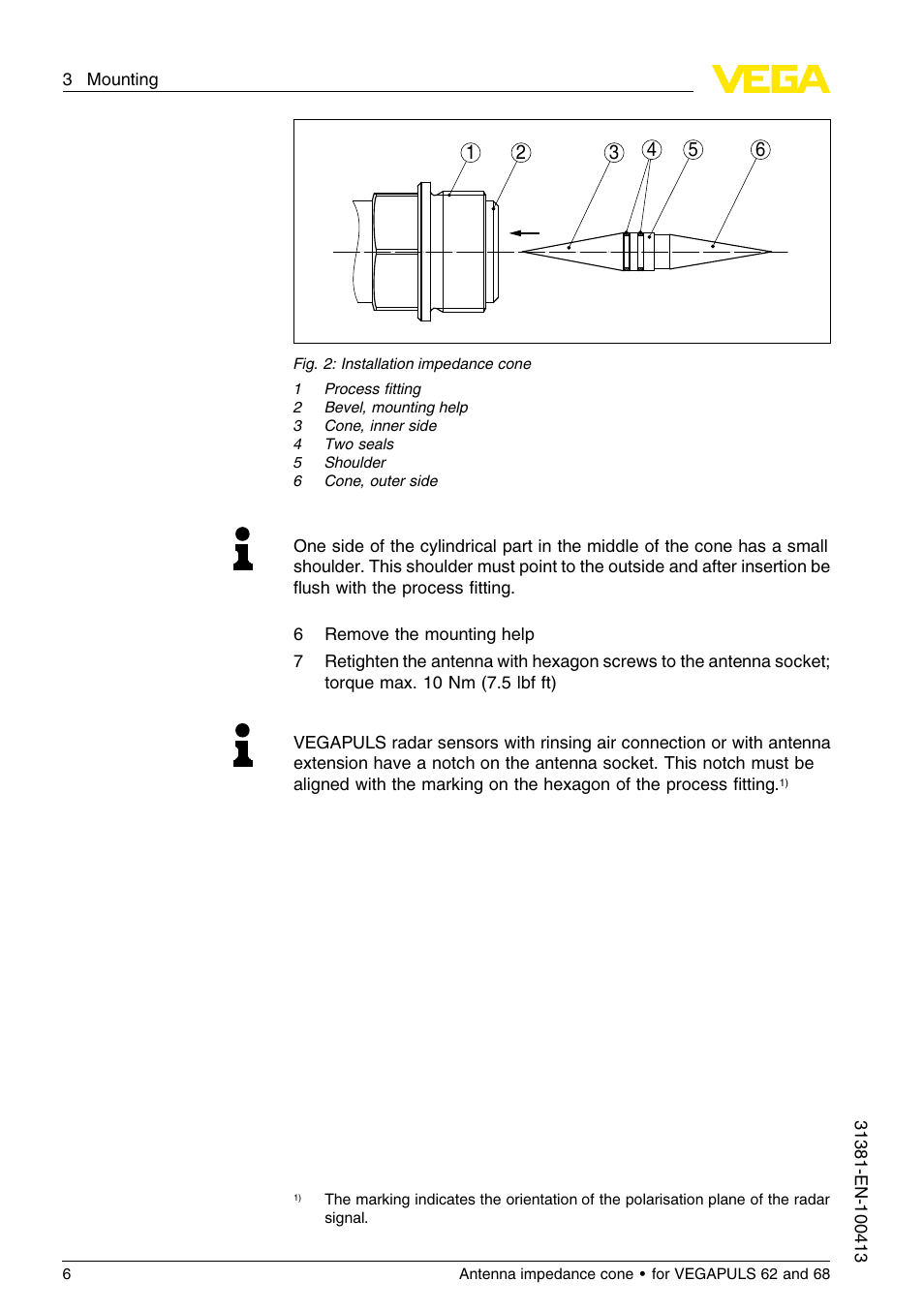 VEGA VEGAPULS 68 Antenna impedance cone User Manual | Page 6 / 12