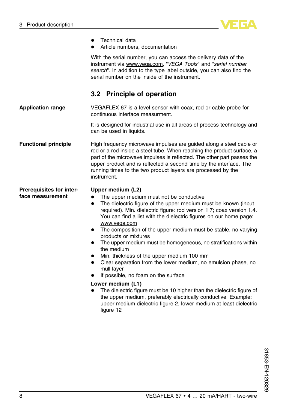 2 principle of operation | VEGA VEGAFLEX 67 (-40…+150°C) 4 … 20 mA_HART two-wire User Manual | Page 8 / 64