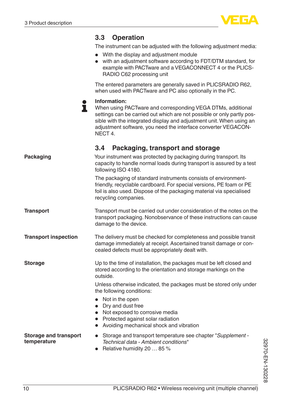 VEGA PLICSRADIO R62 Wireless receiving unit User Manual | Page 10 / 40