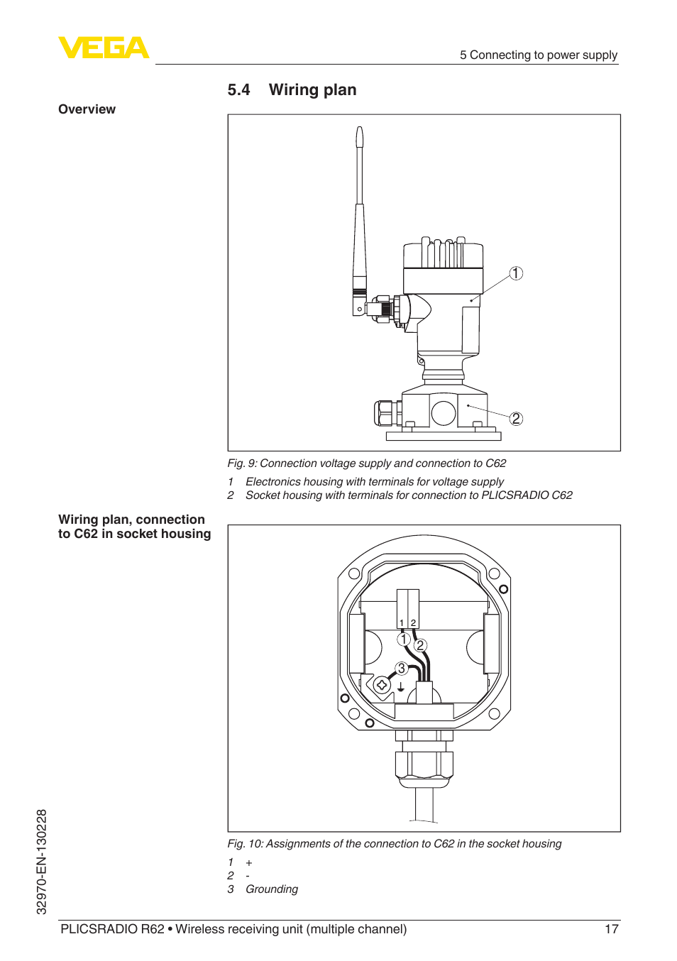 4 wiring plan | VEGA PLICSRADIO R62 Wireless receiving unit User Manual | Page 17 / 40