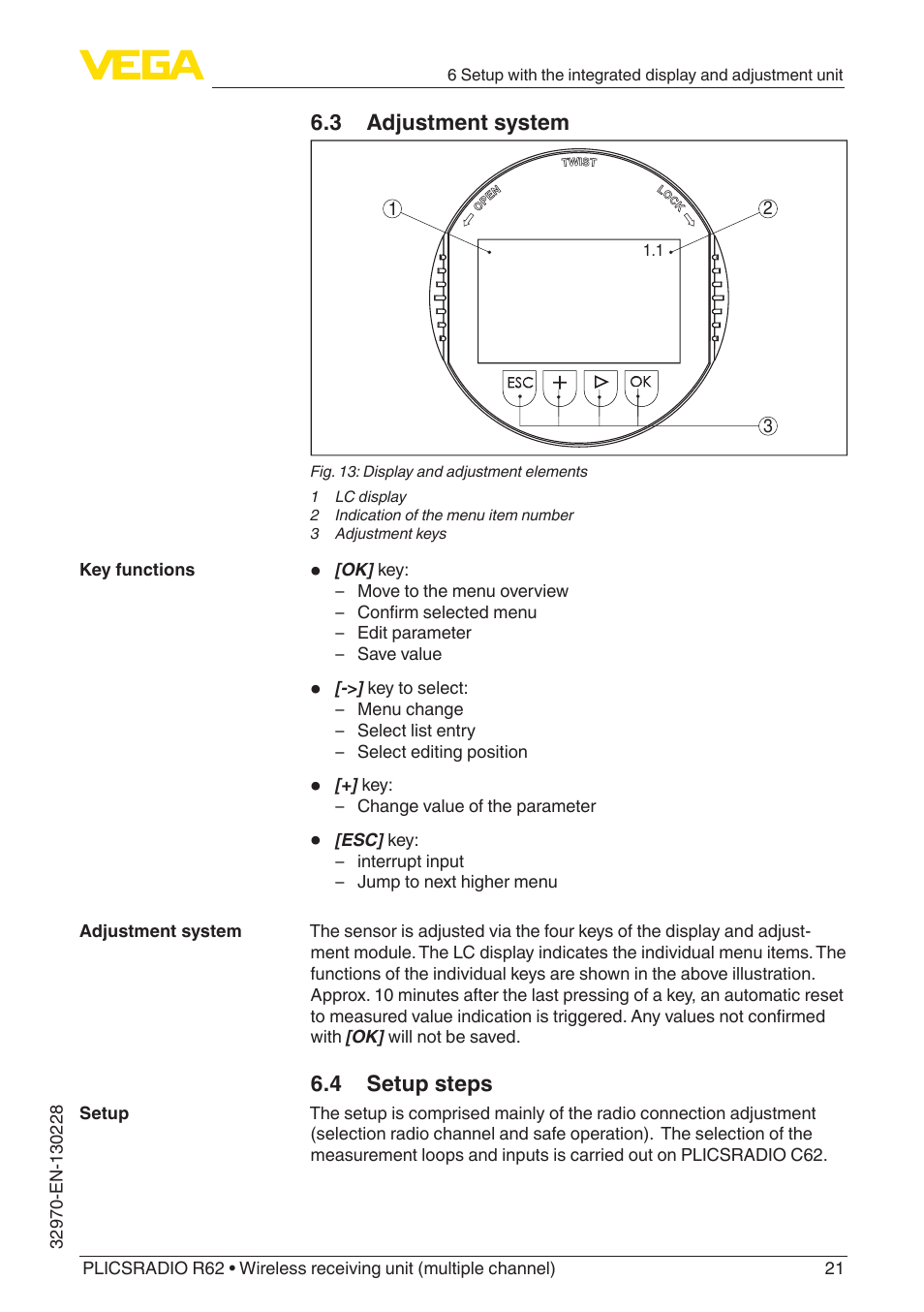 VEGA PLICSRADIO R62 Wireless receiving unit User Manual | Page 21 / 40