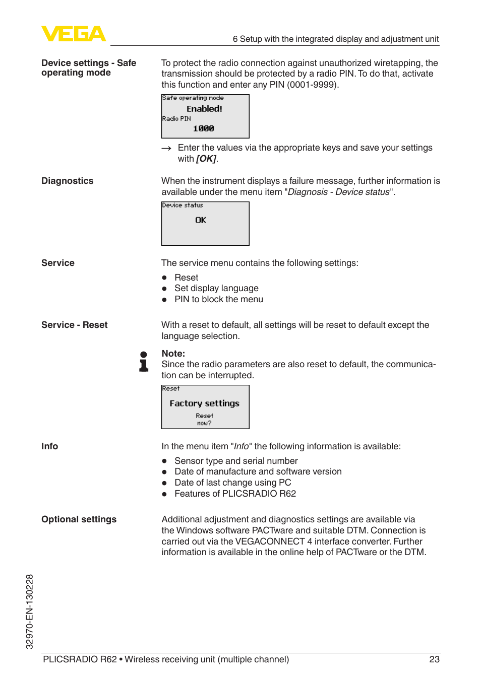 VEGA PLICSRADIO R62 Wireless receiving unit User Manual | Page 23 / 40
