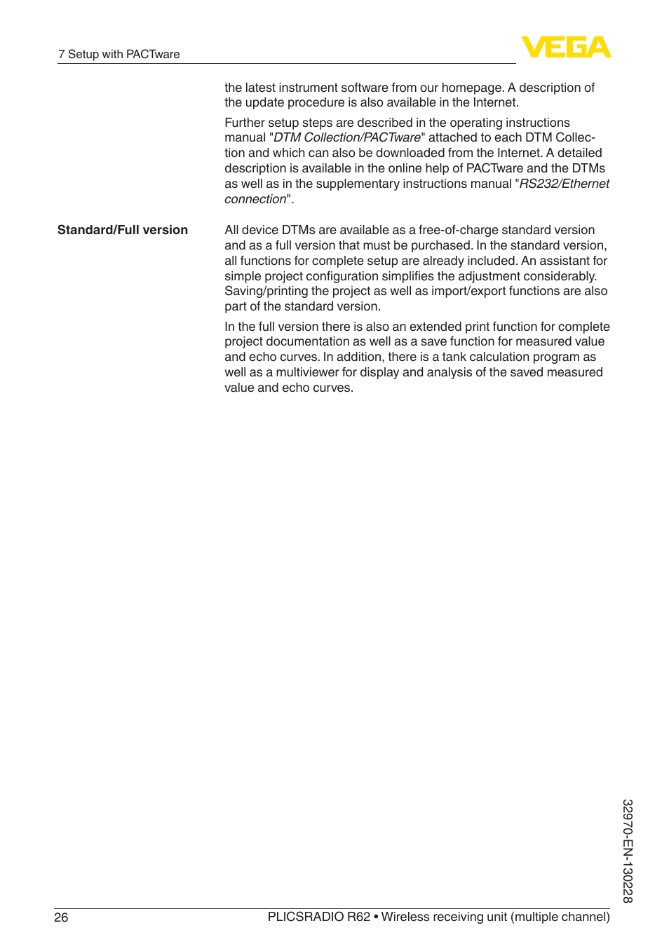 VEGA PLICSRADIO R62 Wireless receiving unit User Manual | Page 26 / 40