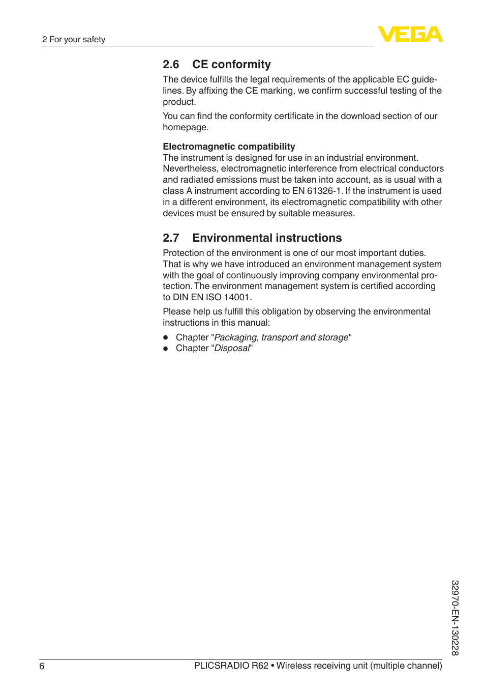 VEGA PLICSRADIO R62 Wireless receiving unit User Manual | Page 6 / 40