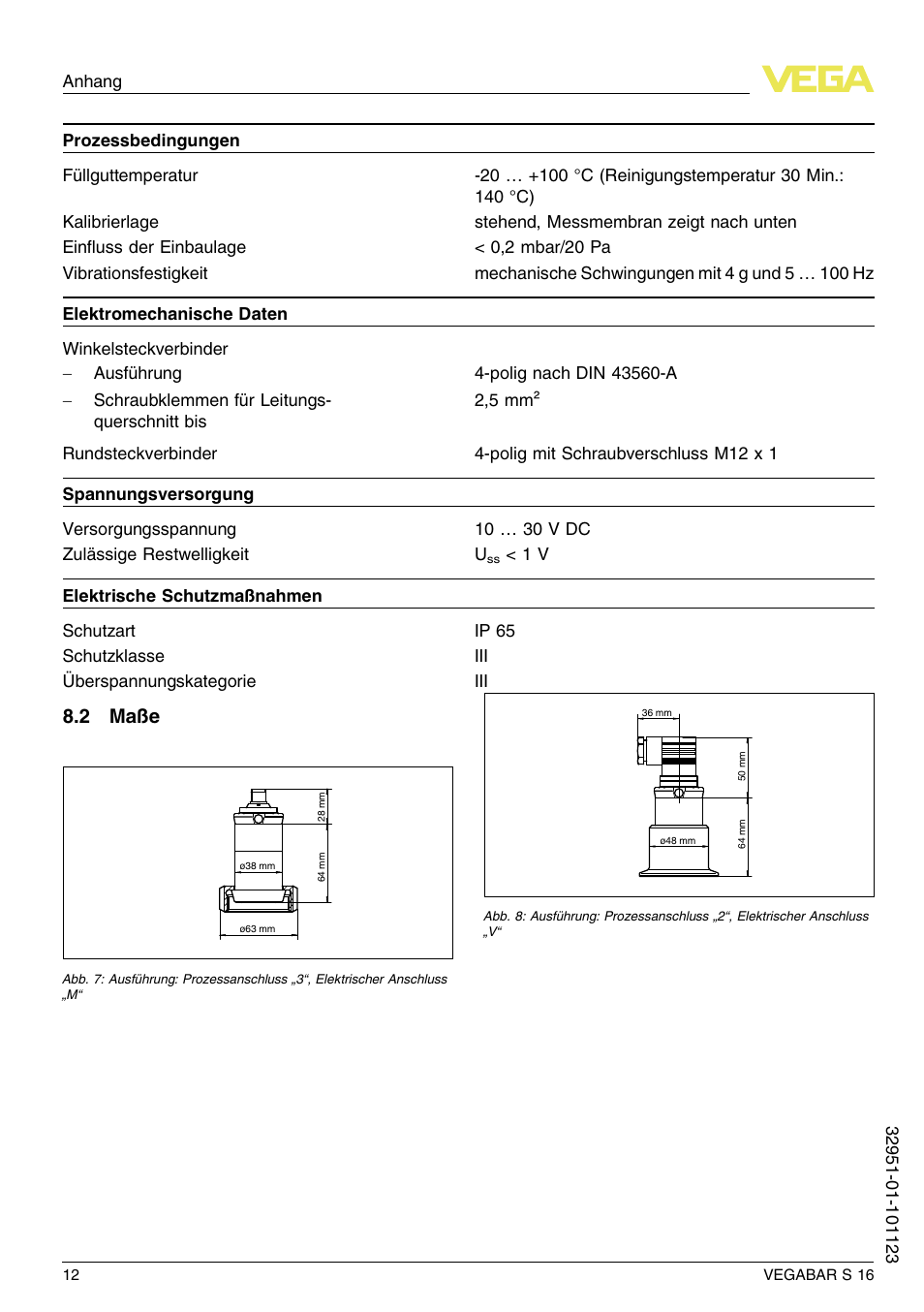 2 maße | VEGA VEGABAR S 16 User Manual | Page 12 / 52