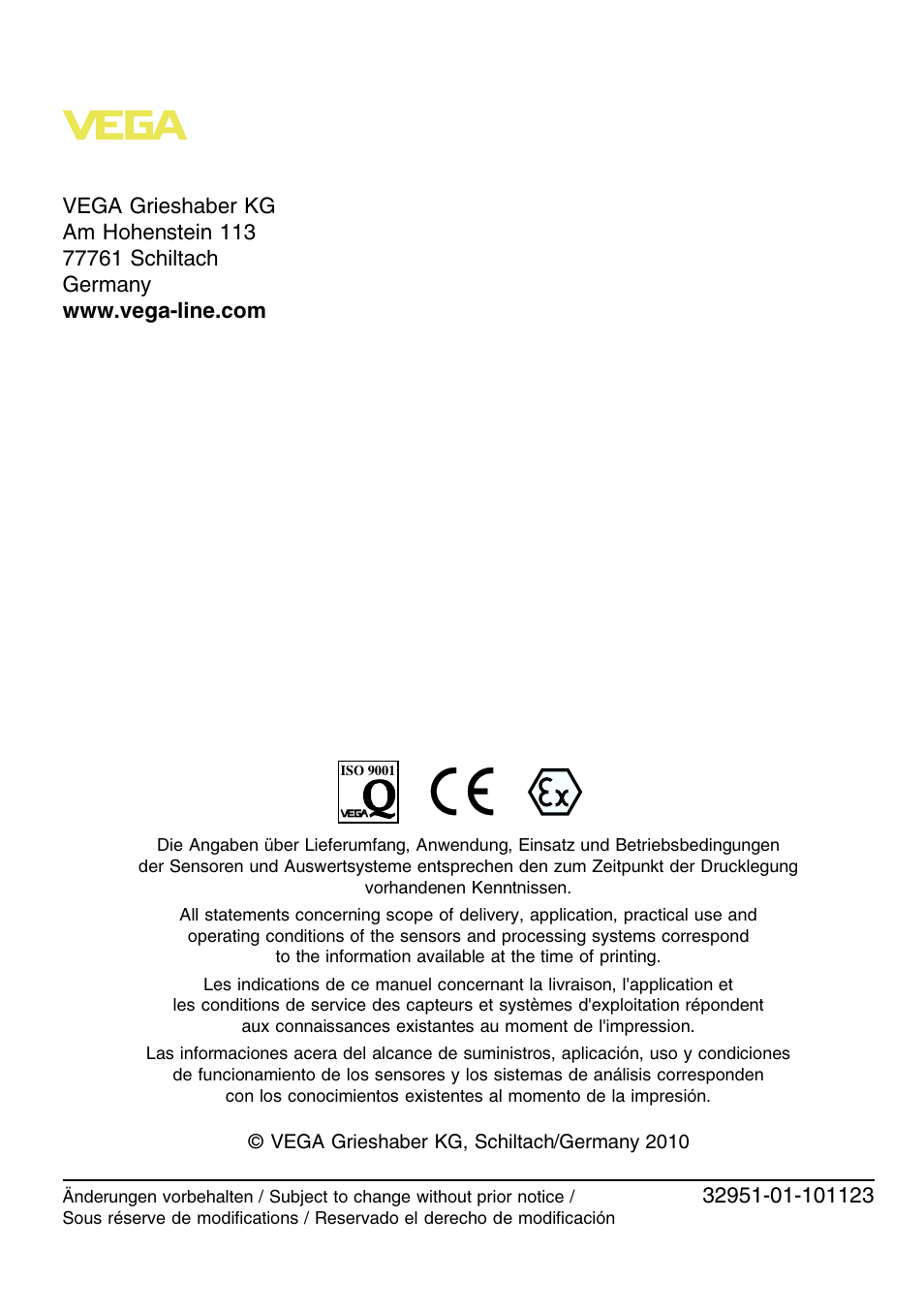 VEGA VEGABAR S 16 User Manual | Page 52 / 52