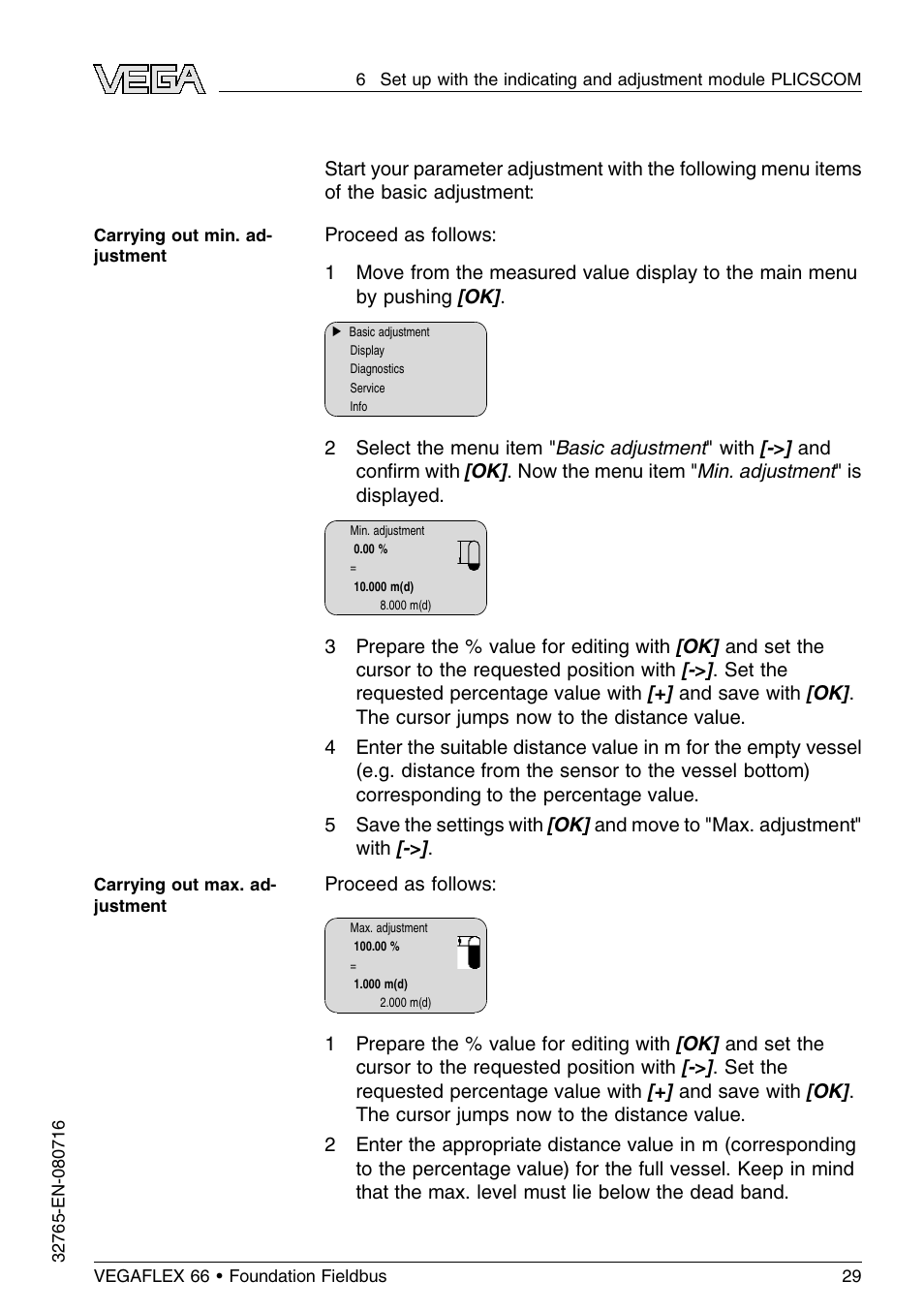 VEGA VEGAFLEX 66 (-110…+400°C) Foundation Fieldbus User Manual | Page 29 / 64