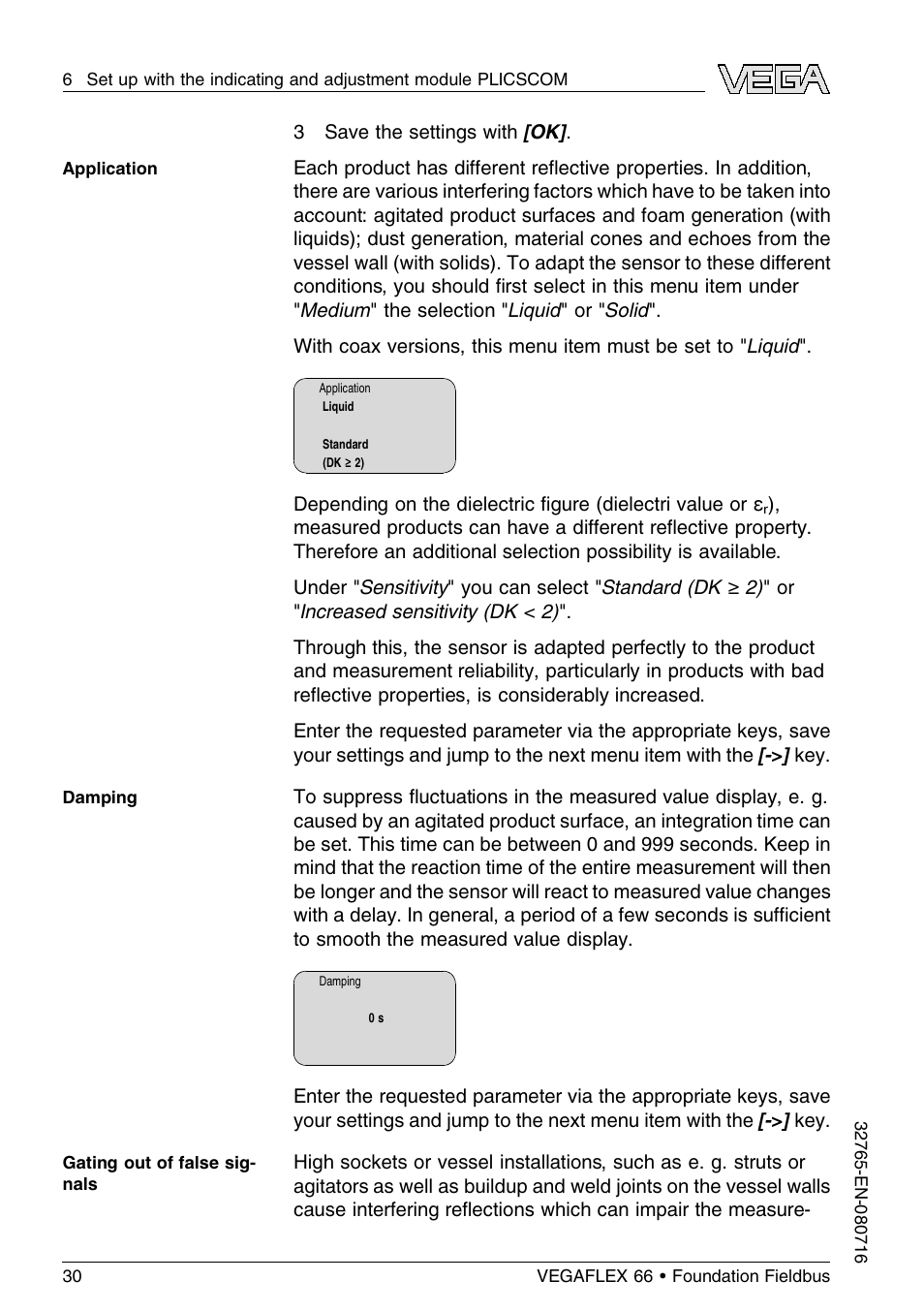 VEGA VEGAFLEX 66 (-110…+400°C) Foundation Fieldbus User Manual | Page 30 / 64
