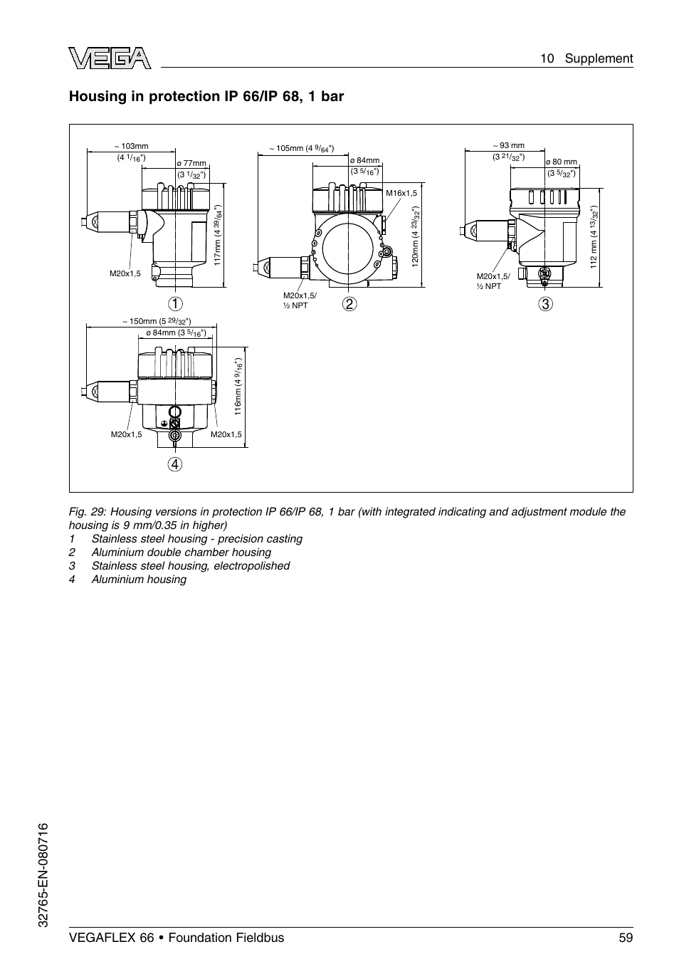 VEGA VEGAFLEX 66 (-110…+400°C) Foundation Fieldbus User Manual | Page 59 / 64