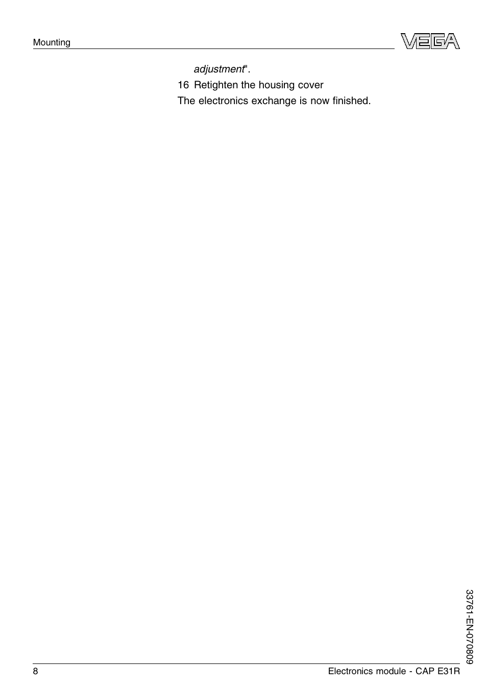 VEGA CAP E31R User Manual | Page 8 / 16