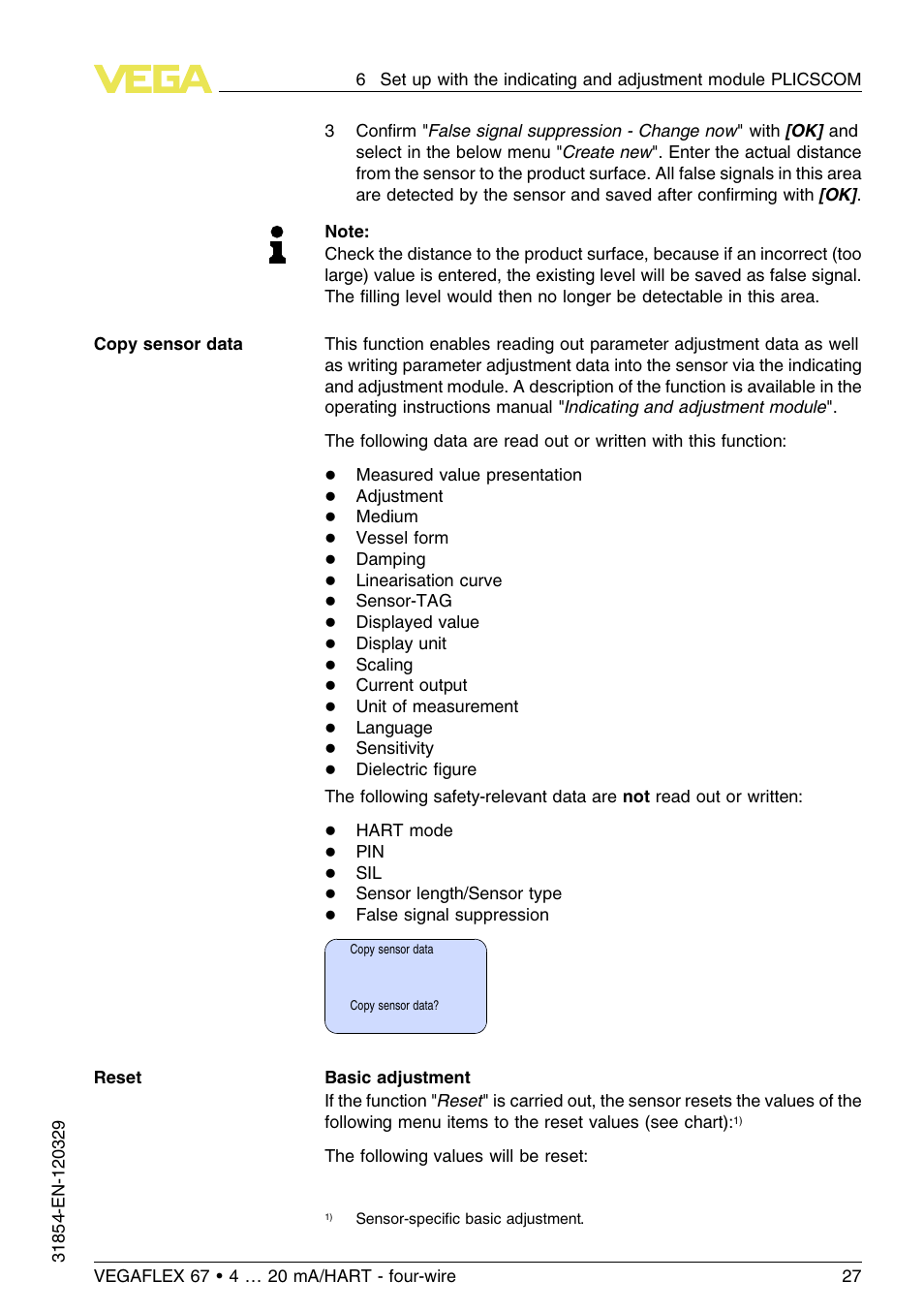 VEGA VEGAFLEX 67 (-40…+150°C) 4 … 20 mA_HART four-wire User Manual | Page 27 / 56