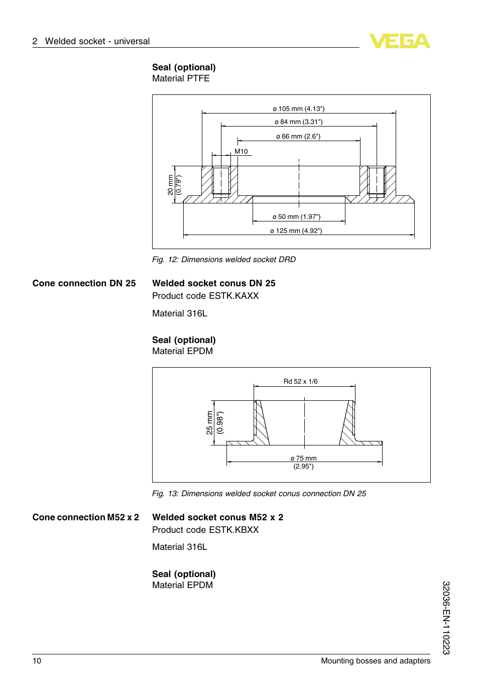 VEGA Mounting bosses and adapters User Manual | Page 10 / 40