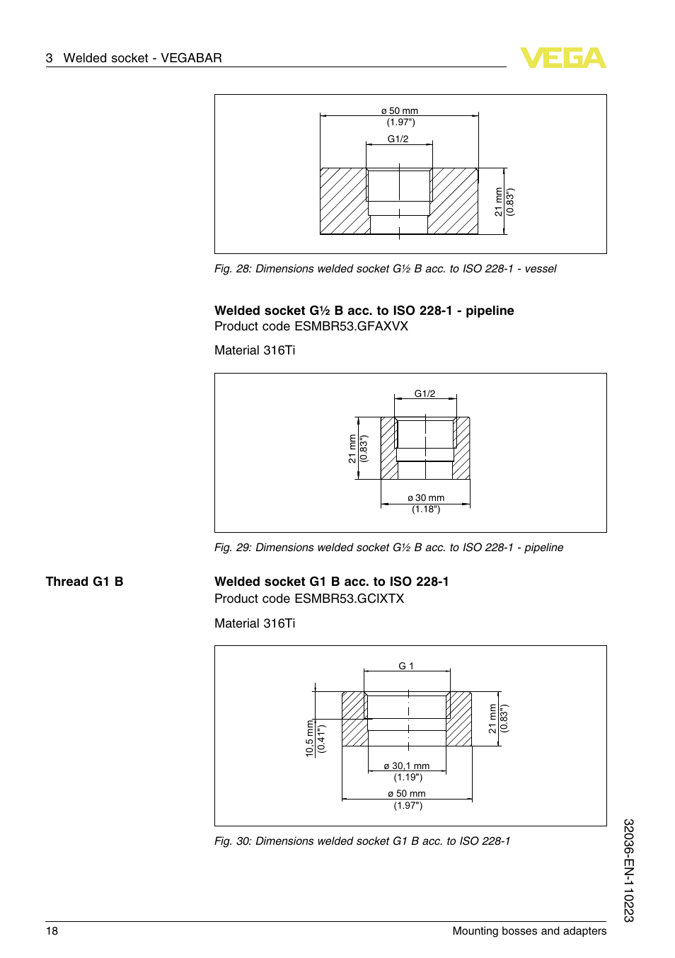 VEGA Mounting bosses and adapters User Manual | Page 18 / 40