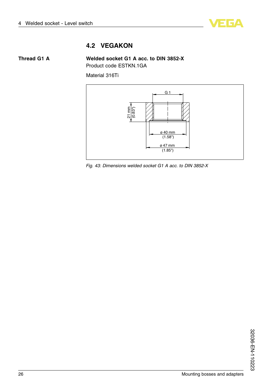 2 vegakon | VEGA Mounting bosses and adapters User Manual | Page 26 / 40