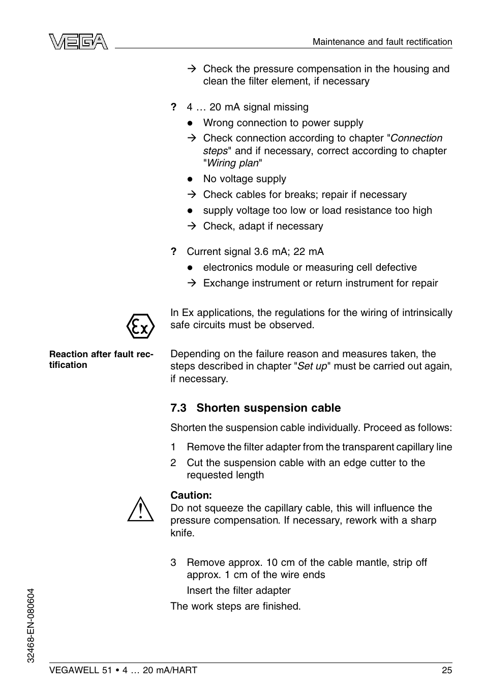 3 shorten suspension cable | VEGA VEGAWELL 51 4 … 20 mA_HART User Manual | Page 25 / 40