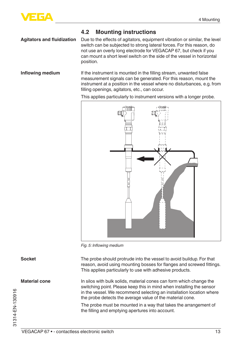 2 mounting instructions | VEGA VEGACAP 67 - contactless electronic switch User Manual | Page 13 / 36