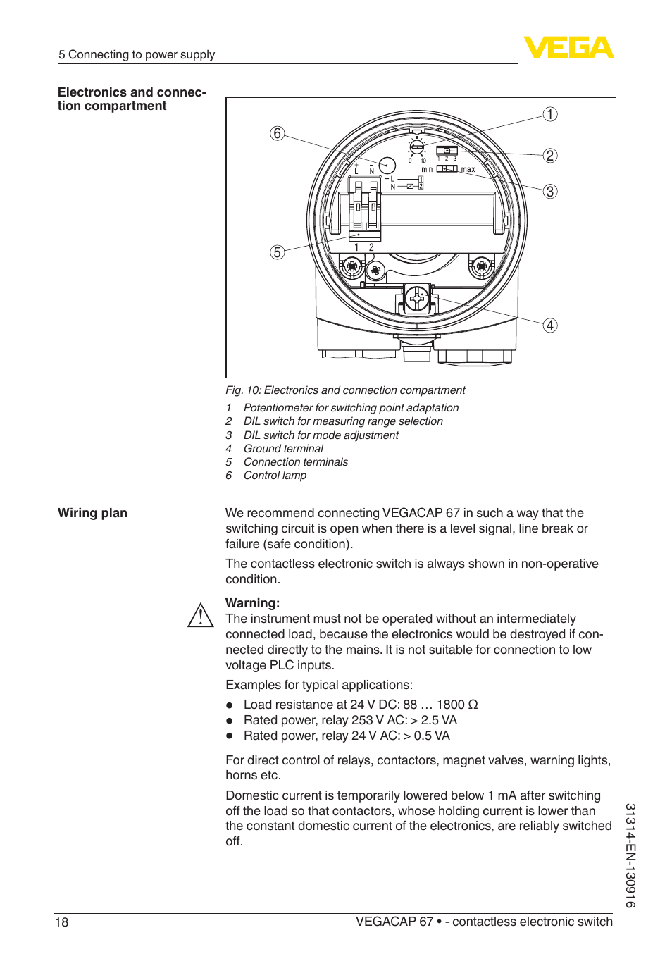 VEGA VEGACAP 67 - contactless electronic switch User Manual | Page 18 / 36