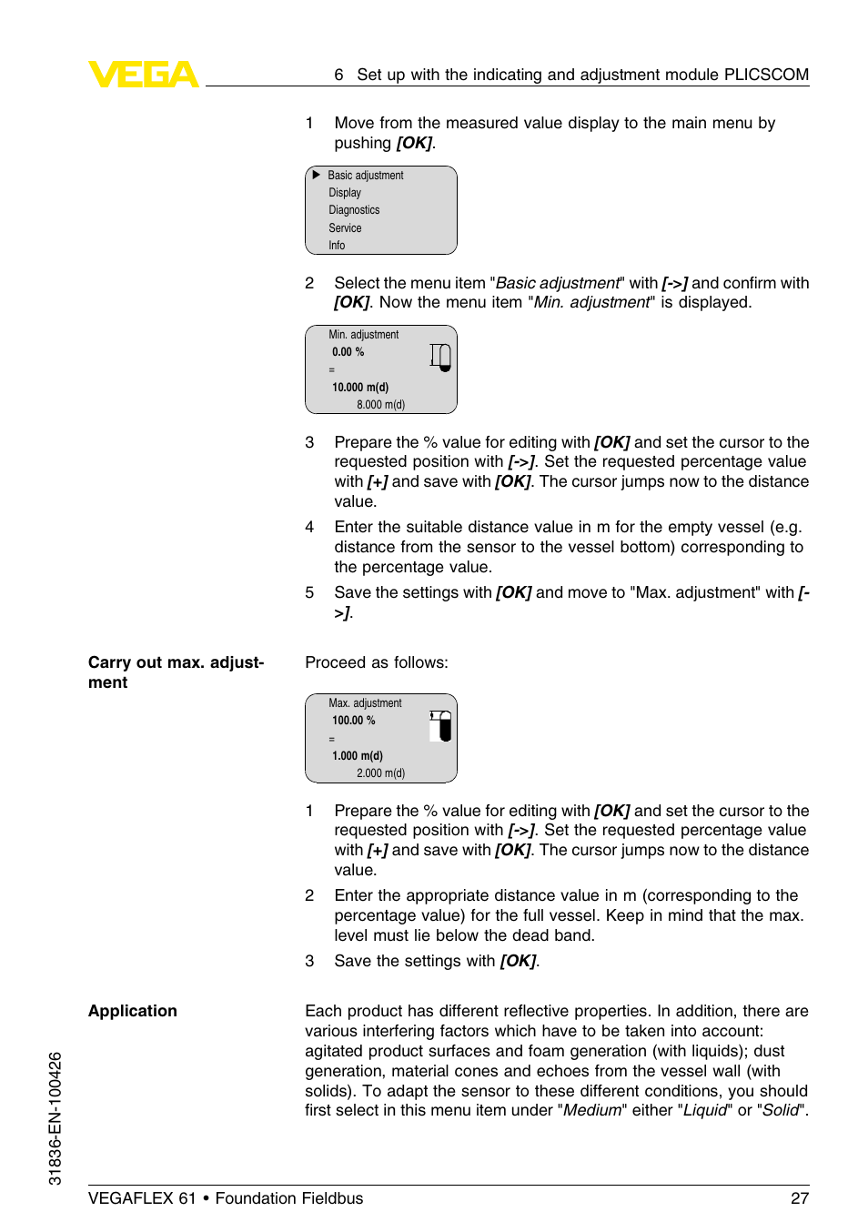 VEGA VEGAFLEX 61 Foundation Fieldbus User Manual | Page 27 / 64