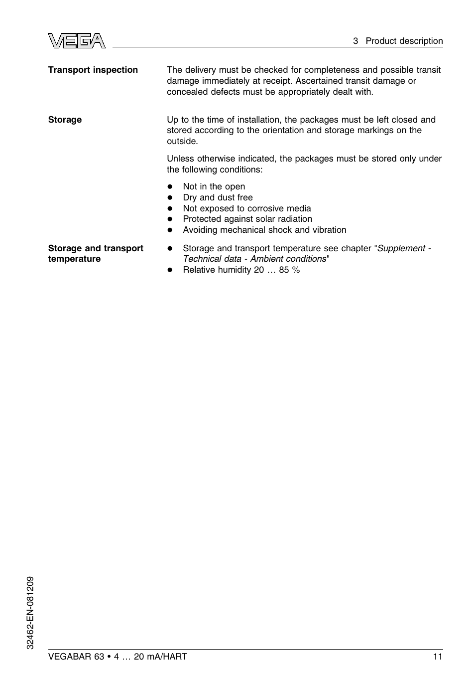 VEGA VEGABAR 63 4 … 20 mA_HART User Manual | Page 11 / 76