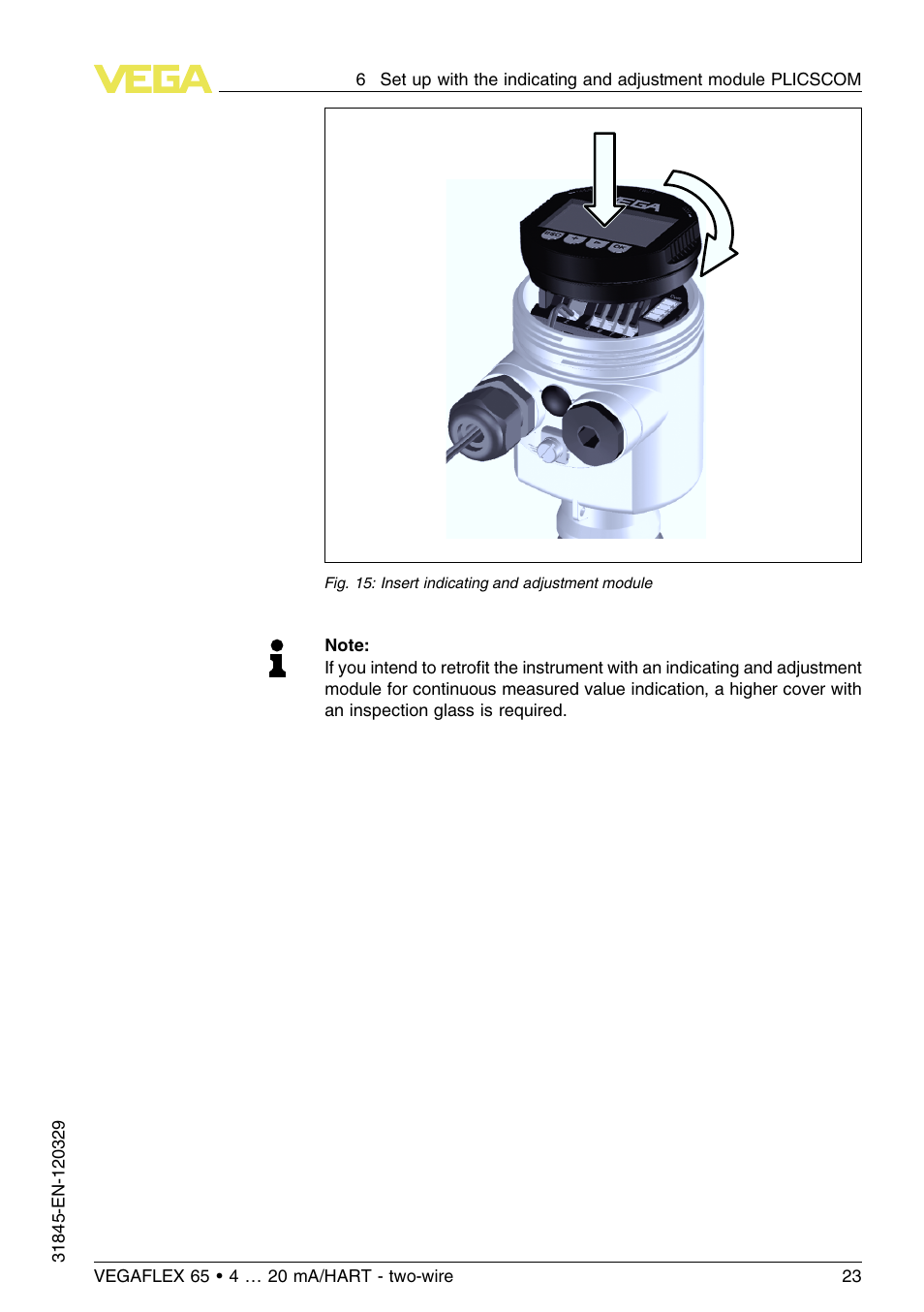VEGA VEGAFLEX 65 4 … 20 mA_HART two-wire User Manual | Page 23 / 56