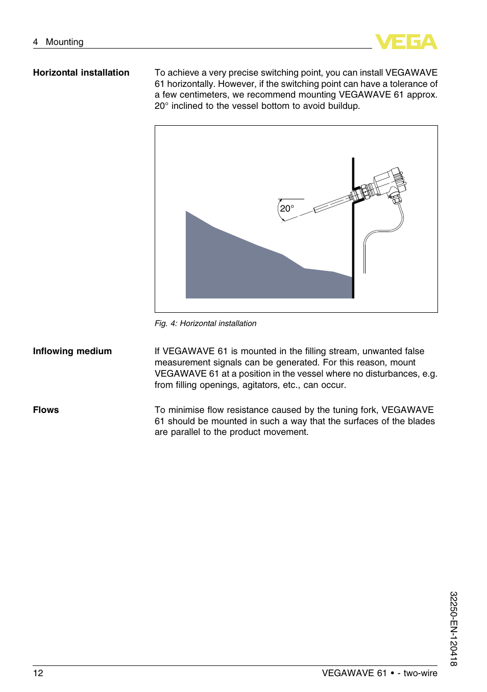 VEGA VEGAWAVE 61 - two-wire User Manual | Page 12 / 40