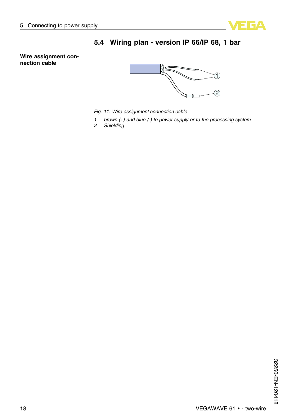 4 wiring plan – version ip66/ip68, 1bar | VEGA VEGAWAVE 61 - two-wire User Manual | Page 18 / 40